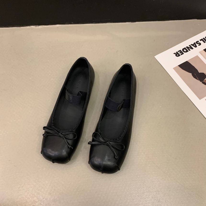 Square Jane Toe Flats Bow Mary