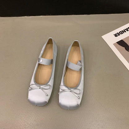 Square Jane Toe Flats Bow Mary