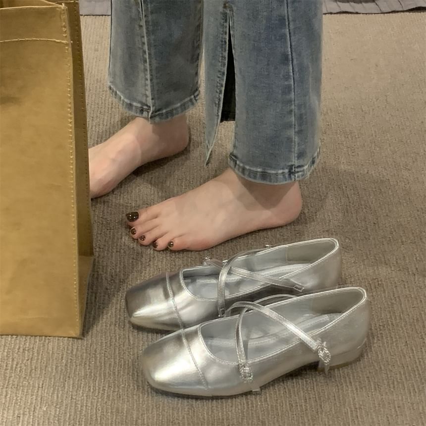 Chunky Square Toe Mary Shoes Strap Heel Jane Cross