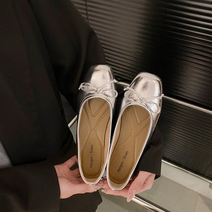 Square Bow Toe Flats