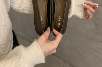 Square Bow Toe Flats