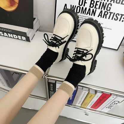 Derby Shoes Platform Heel Lace-Up Chunky