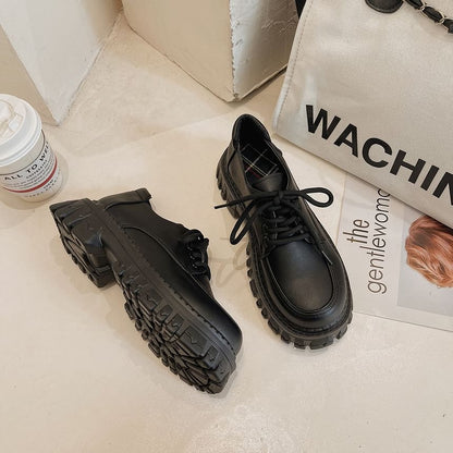 Derby Shoes Platform Heel Lace-Up Chunky