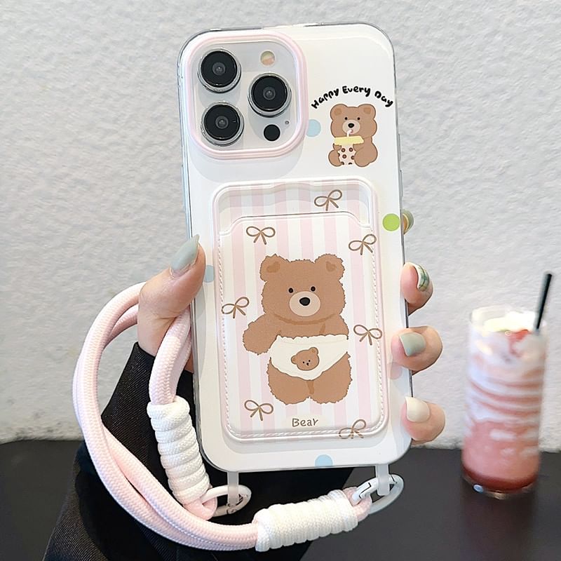 Phone Bear Holder Case Strap Card