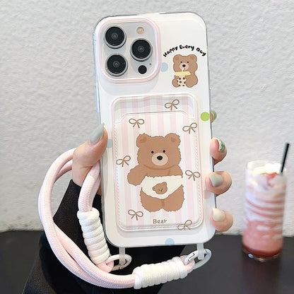 Phone Bear Holder Case Strap Card