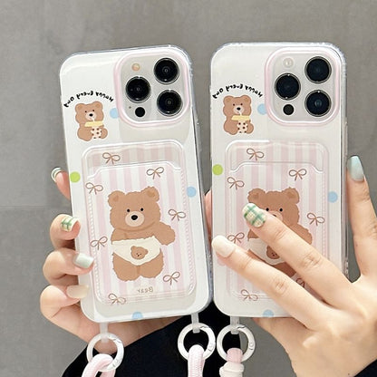 Phone Bear Holder Case Strap Card