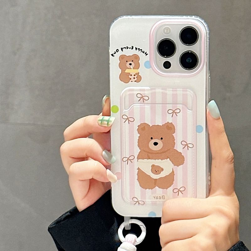Phone Bear Holder Case Strap Card