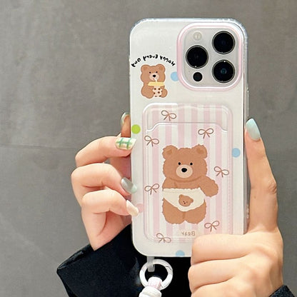 Phone Bear Holder Case Strap Card