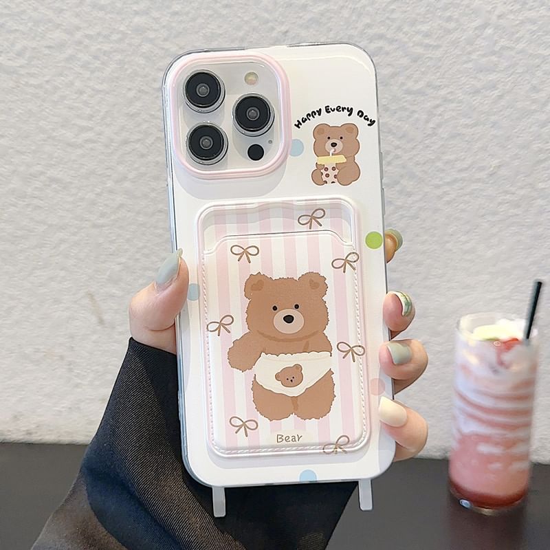 Phone Bear Holder Case Strap Card