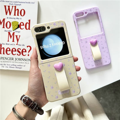 Floral Heart Finger Strap Phone Case