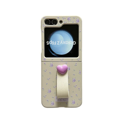 Floral Heart Finger Strap Phone Case