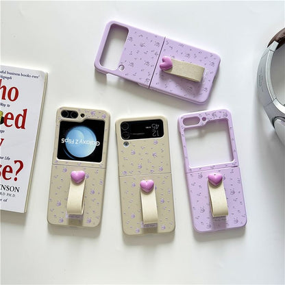 Floral Heart Finger Strap Phone Case