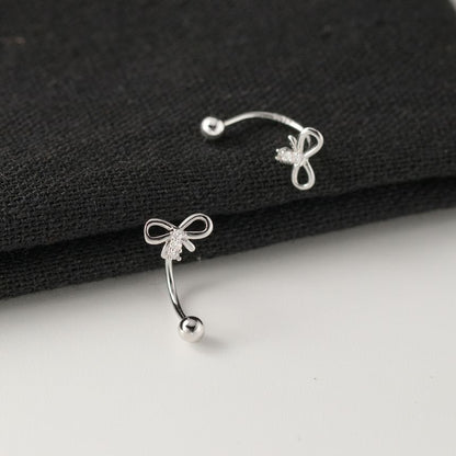 925 Sterling Silver Rhinestone Bow Ear Jacket