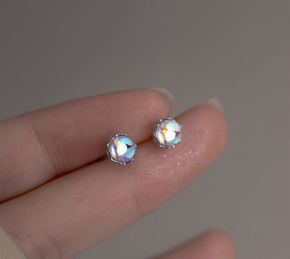 925 Sterling Silver Faux Moonstone Stud Earring