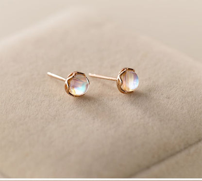 925 Sterling Silver Faux Moonstone Stud Earring