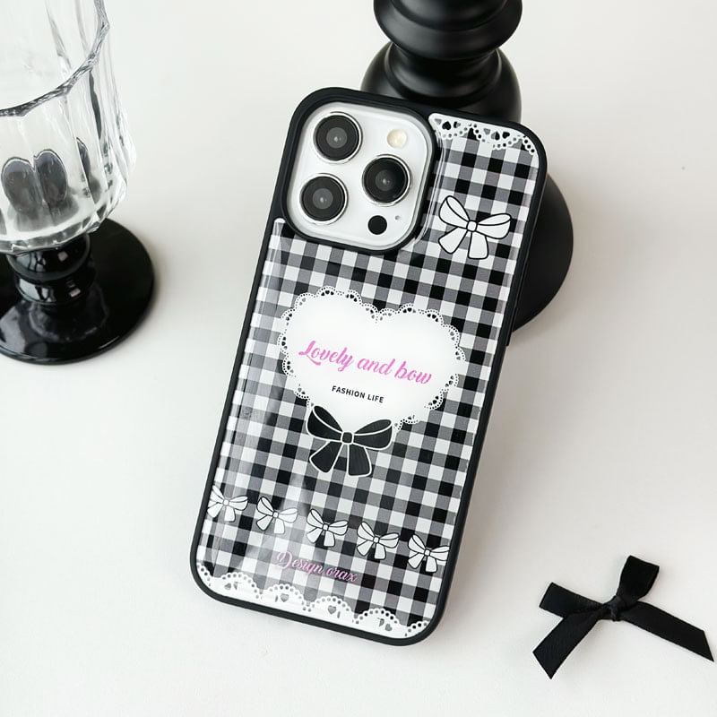 Plaid Heart Phone Case / Strap / Set