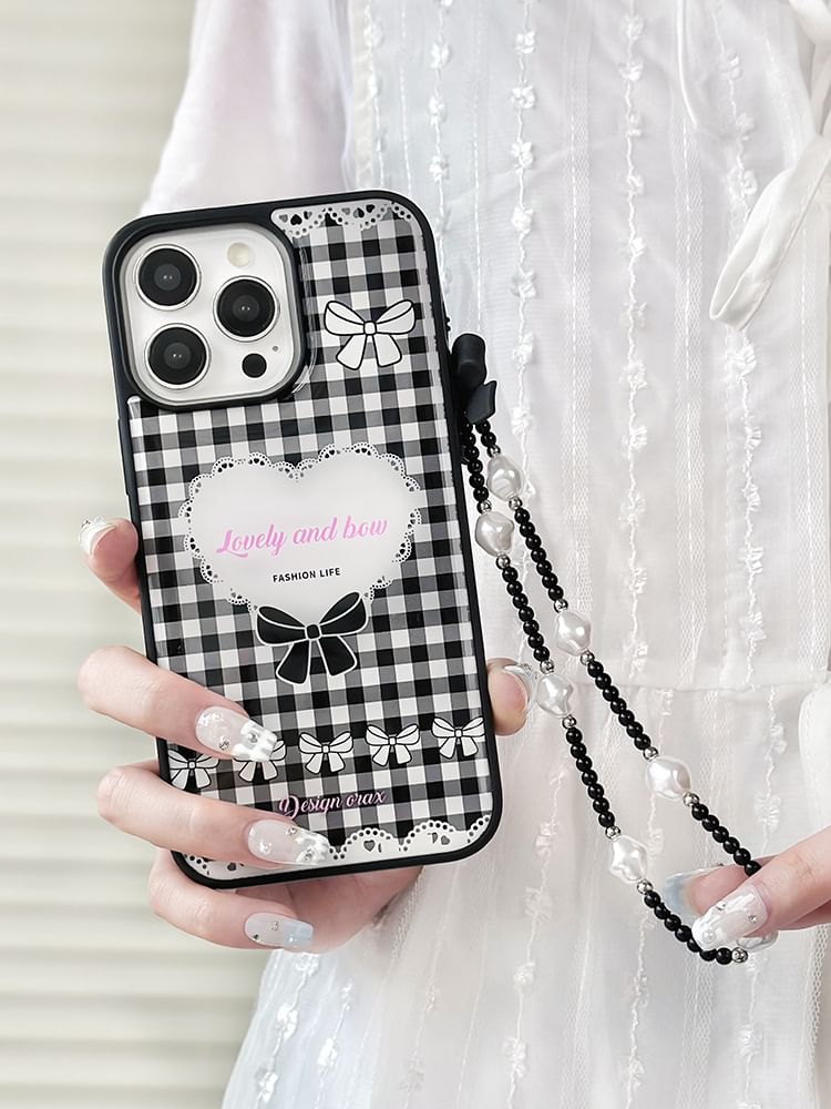 Plaid Heart Phone Case / Strap / Set
