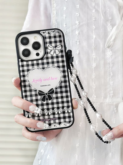 Plaid Heart Phone Case / Strap / Set