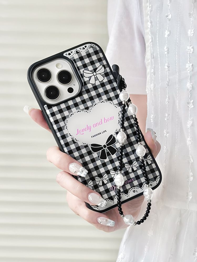 Plaid Heart Phone Case / Strap / Set