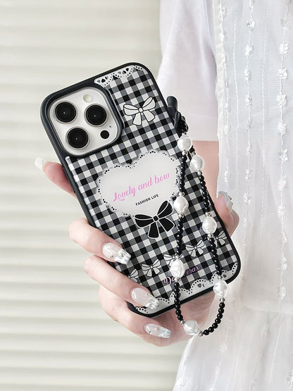 Plaid Heart Phone Case / Strap / Set