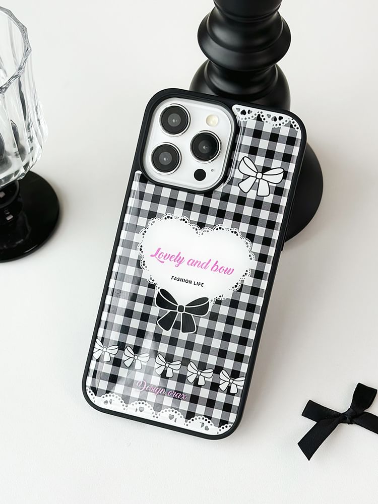 Plaid Heart Phone Case / Strap / Set