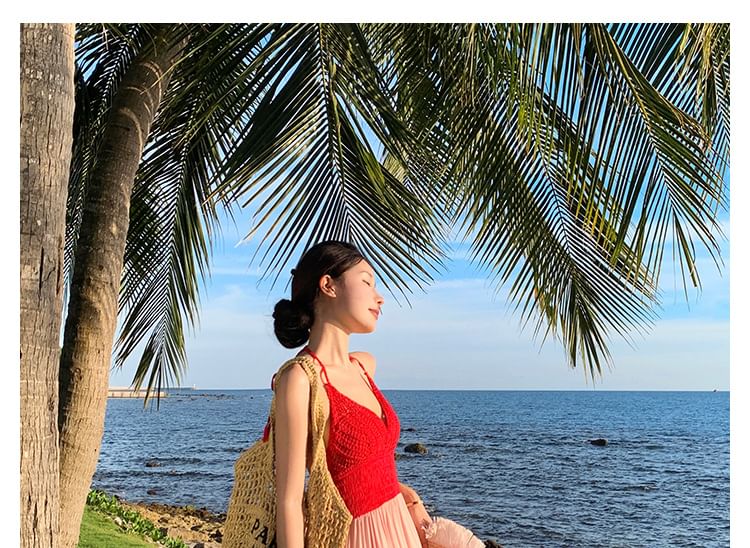 Halter Striped Maxi Sundress