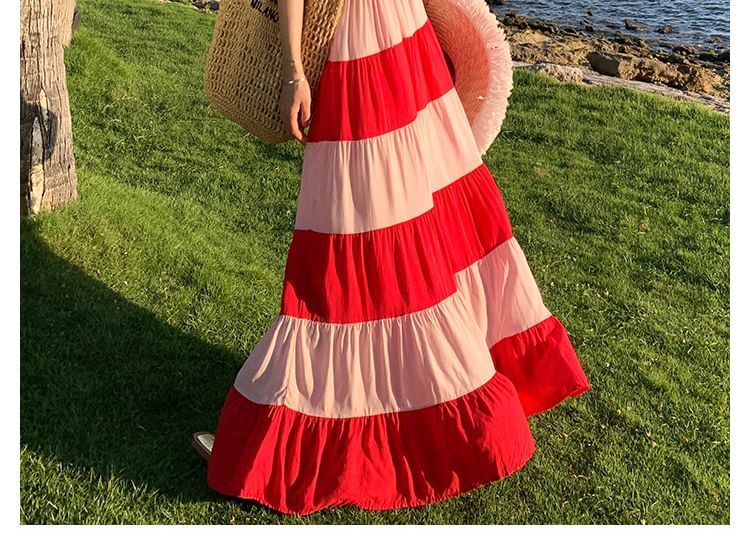 Halter Striped Maxi Sundress