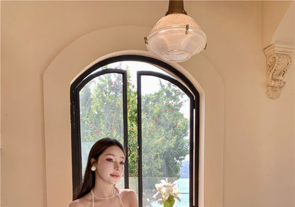 Strapless Dress Plaid Maxi A-Line