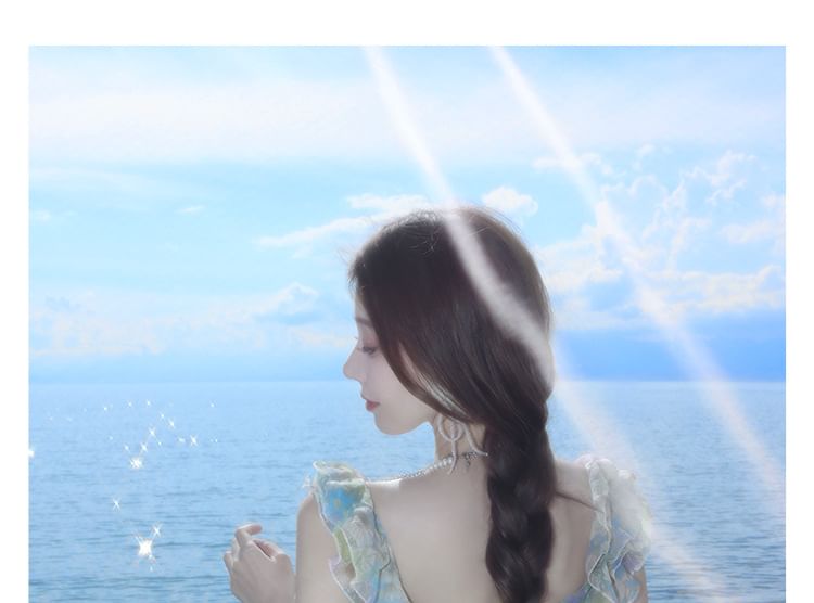 Cutout Sleeveless Floral Maxi Ruffle V-Neck Sundress