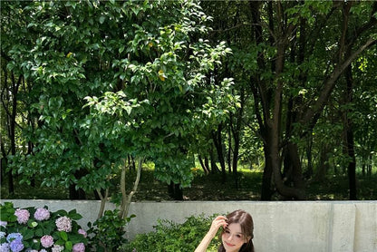 Slit Spaghetti Dress A-Line Plain Strap Cutout Maxi Ruffle