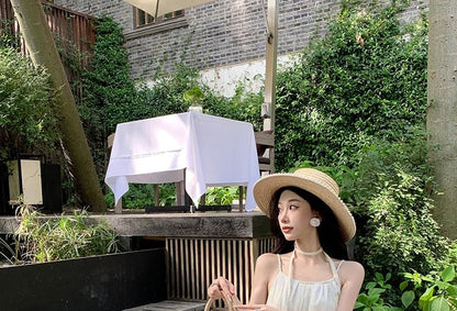 Spaghetti Maxi Plain Strap Dress A-Line