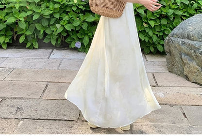 Spaghetti Maxi Plain Strap Dress A-Line