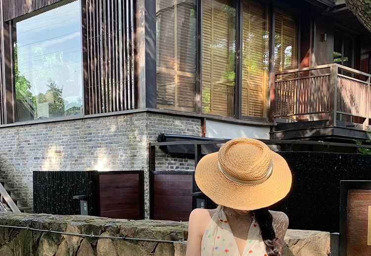 Dotted Mini A-Line Dress V-Neck Halter