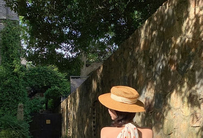 Dotted Mini A-Line Dress V-Neck Halter