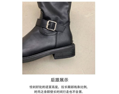 Buckled Low Heel Short Boots