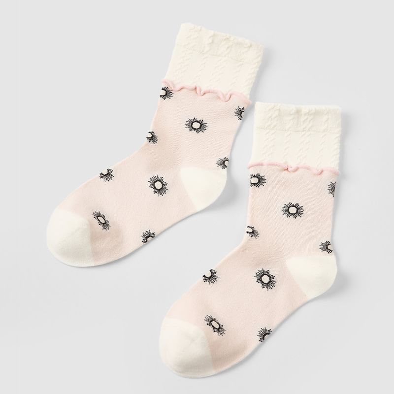 Floral Pattern Crew Socks