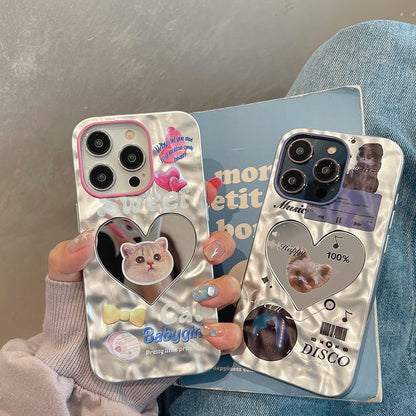 Heart Mirrored Cat Case Phone
