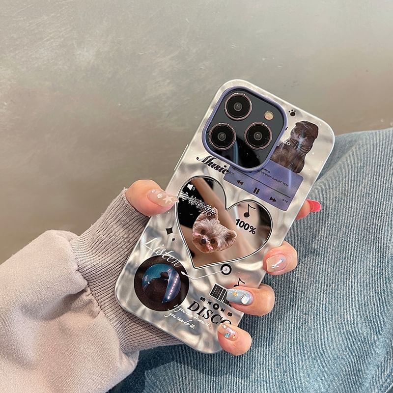 Heart Mirrored Cat Case Phone