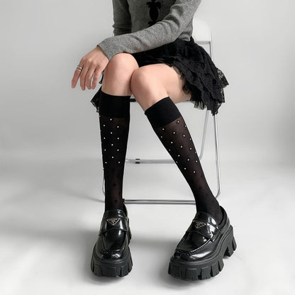 Rhinestone Knee High Socks