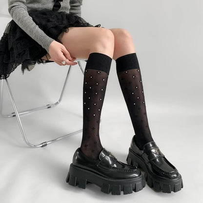 Rhinestone Knee High Socks