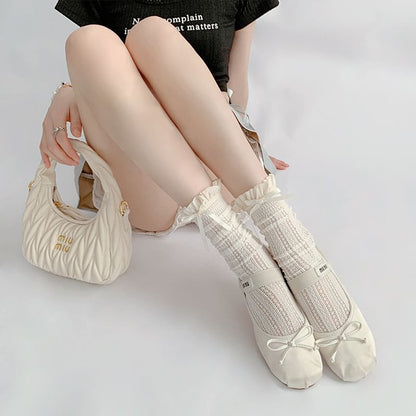 Ruffle Trimmed Knee High Socks Set