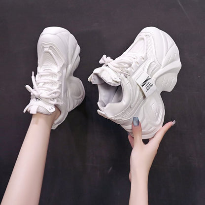 Panel Platform Mesh Lace-Up Sneakers