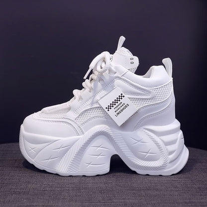 Panel Platform Mesh Lace-Up Sneakers