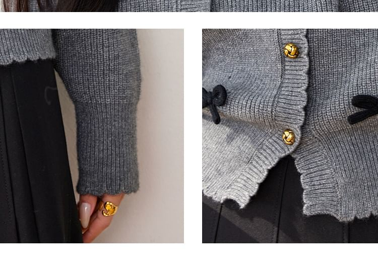 Plain Bow Cardigan