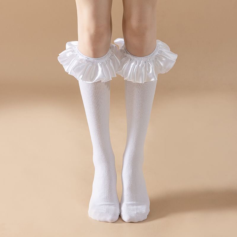 Plain Ruffle Tall Socks