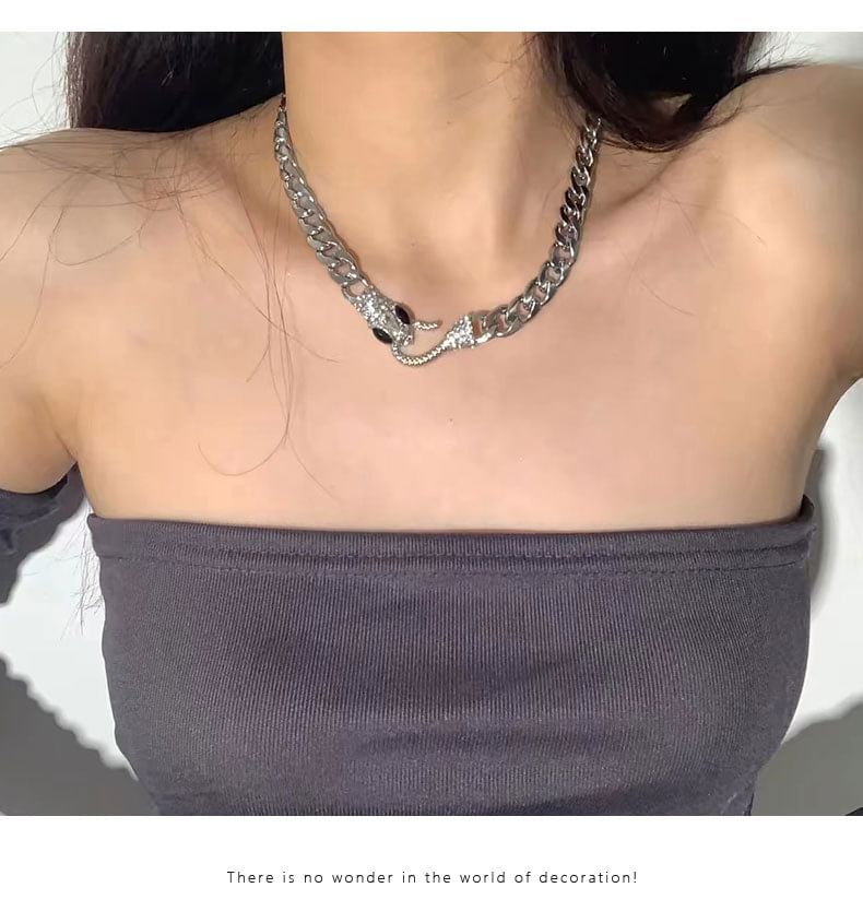 Snake Rhinestone Stainless Steel Choker