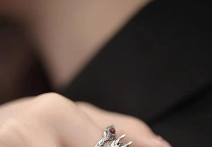 Sterling Silver Dragon Rhinestone Ring