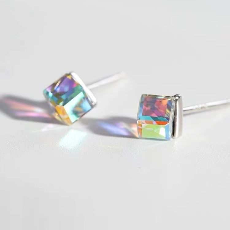 Sterling Silver Cube Stud Earring