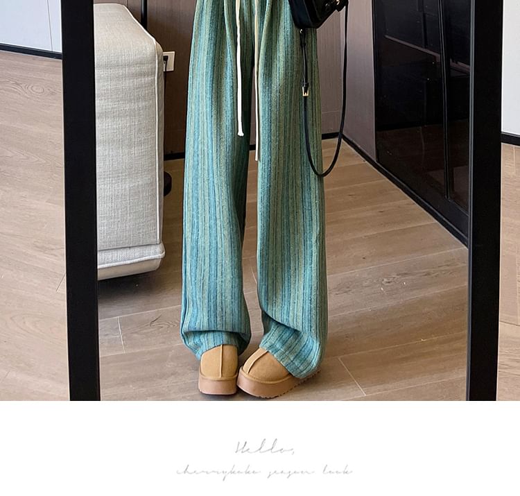 Drawstring Waist Striped Loose Fit Pants