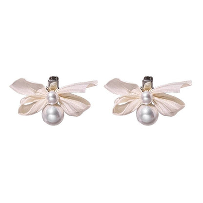 Ribbon Faux Pearl Hair Clip